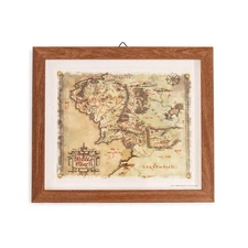 The Lord Of The Rings Middle-Earth Map Framed Canvas Wall Art | 14 x 12 Inches