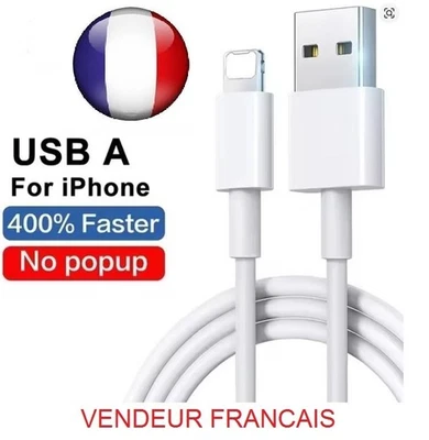 Câble USB pour Iphone  11 12 13 14 Xs X 8 7 6 5 de chargeur téléphone - Photo 1/4