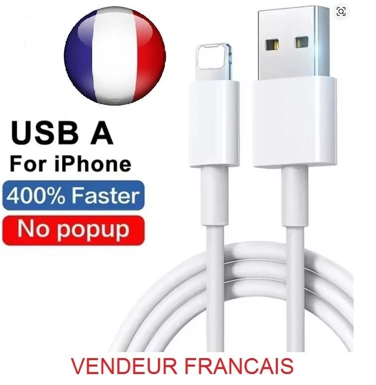 Câble USB pour Iphone 11 12 13 14 Xs X 8 7 6 5 de chargeur téléphone