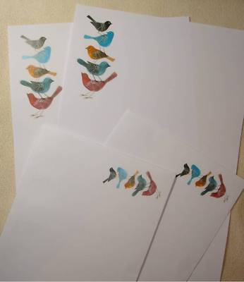 Bunte Vögel Brief Schreibpapier Schreibwaren Set mit passenden Umschlägen 15+5