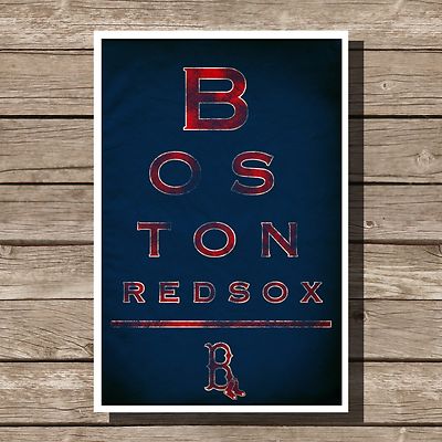 Boston Red Sox Art Baseball MLB Eyechart Poster Man Cave Decor 8x10''