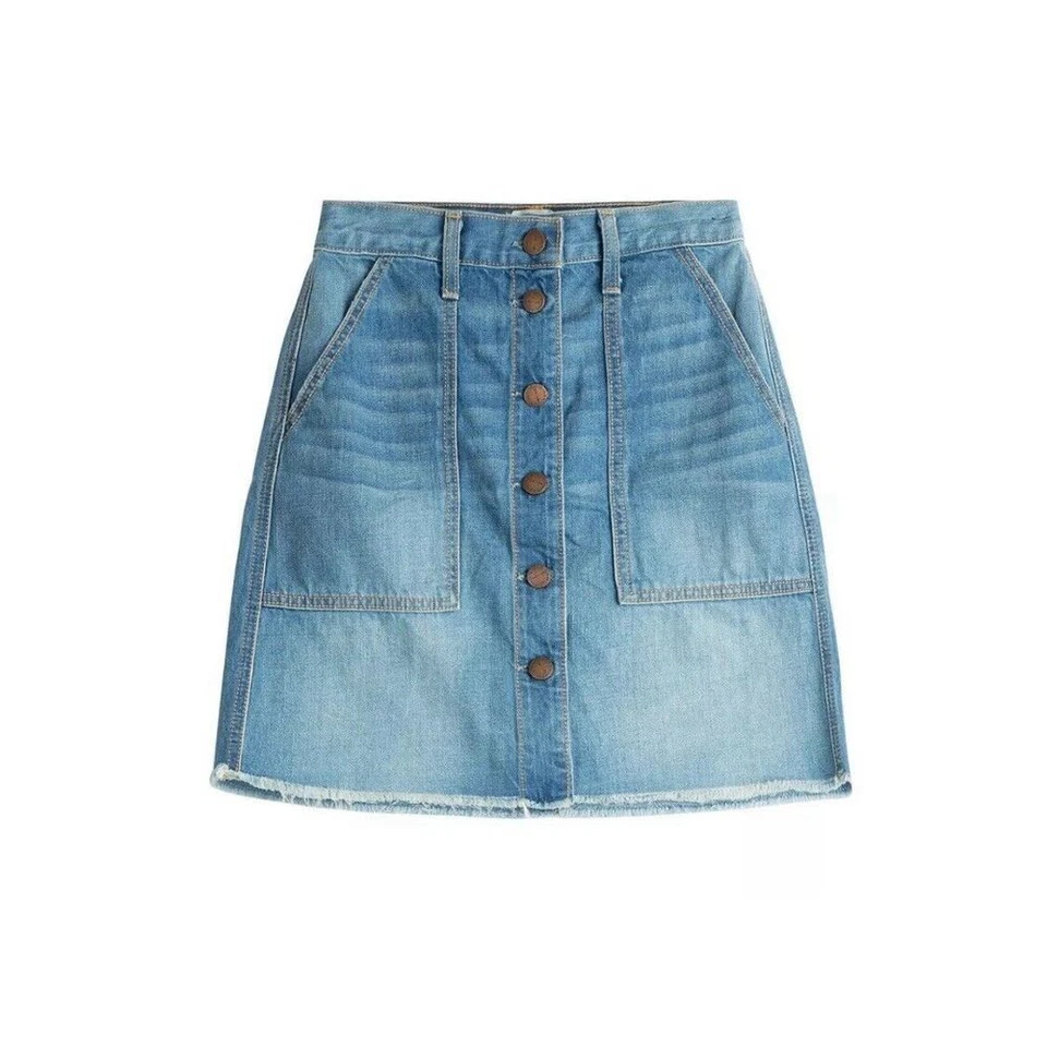 Revolve CURRENT ELLIOTT The Naval Button Front Denim Hight Jean Skirt in Blue 29 - Image 2 of 4
