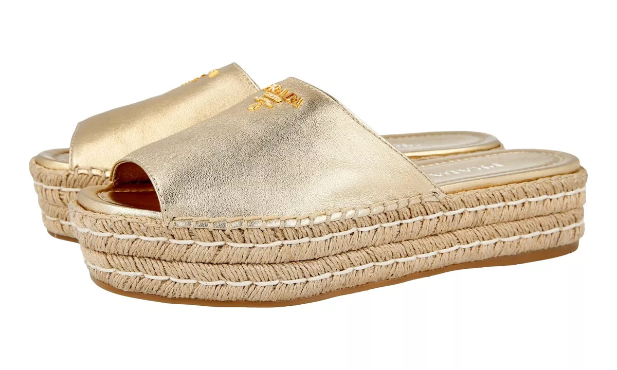 Gold top prada sandals