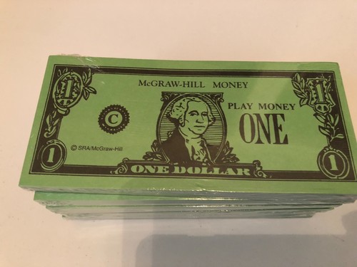 Lot of 5 Everyday Mathematics Mcgraw-Hill PLAY MONEY Homeschool Set of 100 bills - Picture 2 of 3