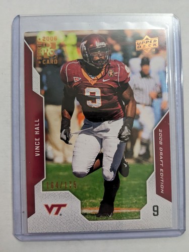 2008 Upper Deck Draft Edition Bronze /199 VINCE HALL RC #99 VIRGINIA TECH HOKIES - Bild 1 von 2