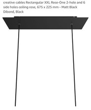 creative cables Rectangular XXL Rose 2-hole ceiling rose 675 x 225 mm Matt Black