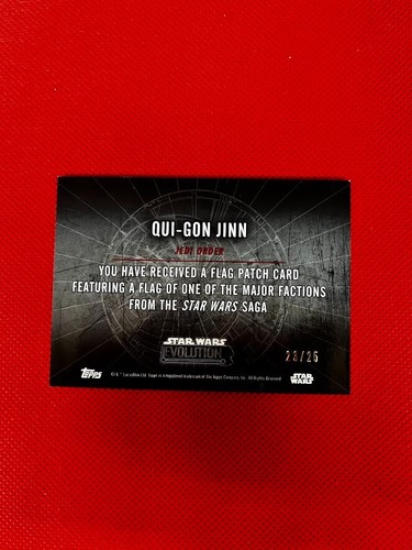 2016 Star Wars Evolution Commemorative Flag Patch Gold Card Qui-Gon Jinn 23/25 - Picture 2 of 2