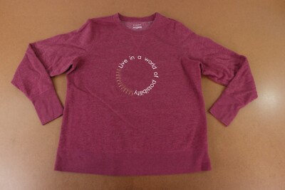 Tek Gear Womens 1X Wine Fleece Live In A World Of Possibility Graphic Sweatshirt