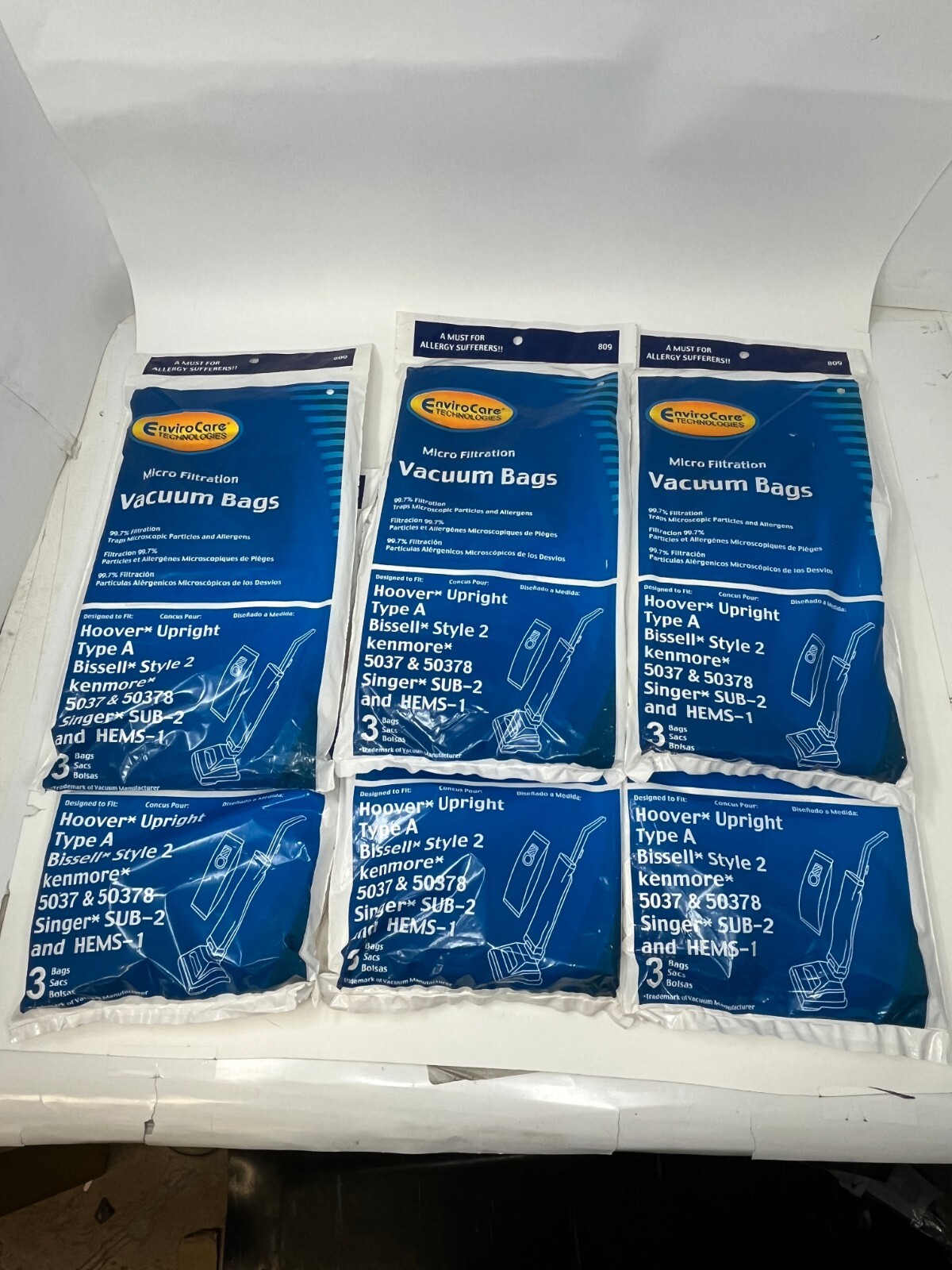 6 Pack Hoover Type A Vacuum Bags 809 Fits Bissell Style 2 and Singer