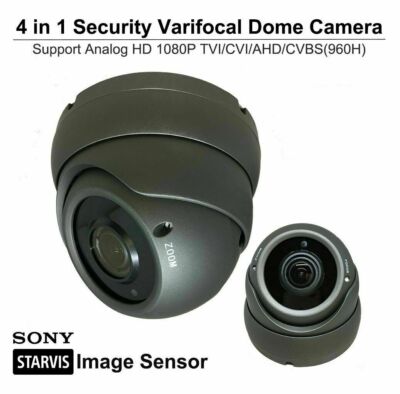 HD Security Camera 2.8-12mm Varifocal Dome 1080P TVI CVI AHD Analog (Charcoal)