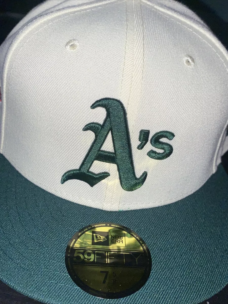 7 1/2 oakland athletics off white/dark green 1989 world series kelly green UV