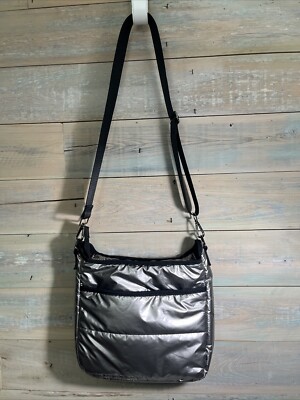 Haute Shore Perri  Noble Champagne Metallic Quilted Handbag With Black Strap