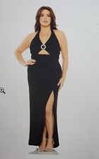 Mac Duggal Womens Cut-Out  Halter Dress Plus IN BLACK SIZE 14W