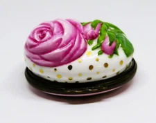 HALCYON DAYS ENGLISH ENAMEL BOX - PINK ROSE BONBONNIERE - ANNIVERSARY - MIB