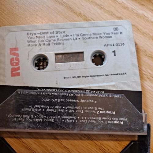 Styx Best Of Styx Cassette tape RCA 1977 Lady, you need love Classic Rock - Picture 2 of 3