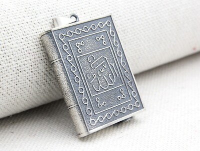Türkisches 925K Silber Rechteck Amulett Taweez Halter Medaillon Gebet Box Anhänger #10