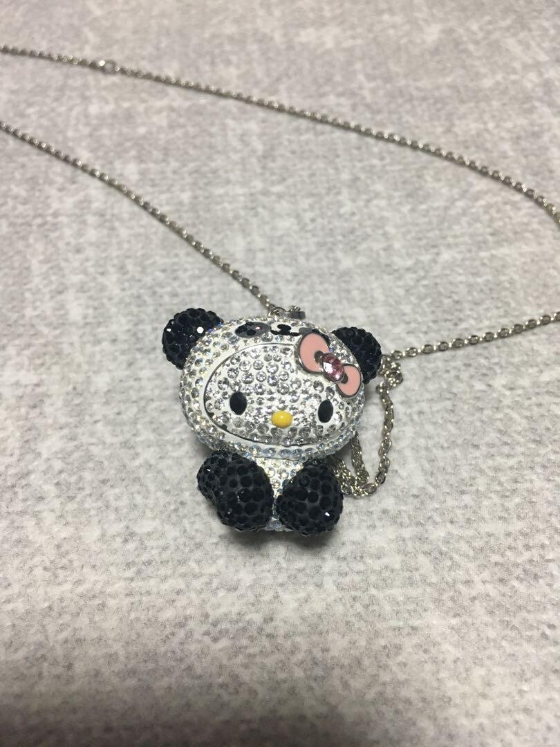 Sanrio Hello Kitty Necklace Swarovski Panda Crystal Silver From
