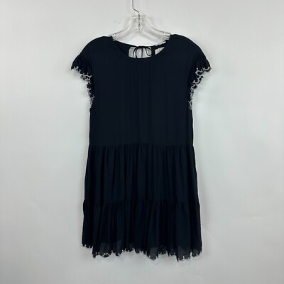 Aritzia Wilfred Sidonie Mini Dress XS Black Tiered Babydoll Ruffles Cap  Sleeve | eBay
