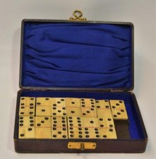 Antique set of 27 dominoes in original box