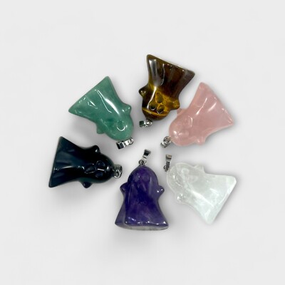 Halloween Ghost, Gemstone Pendants, 24x30mm (1pc), 6 Stone Options
