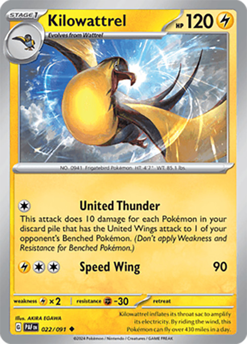 Kilowattrel - 022/091 - Uncommon - Paldean Fates - Pokemon - NM/M