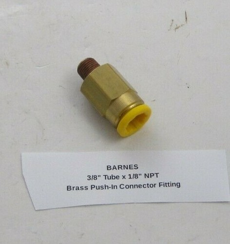 BARNES 3/8" Tube x 1/8" NPT Push-In Brass Connector Fitting - Prepaid Shipping - Picture 2 of 3