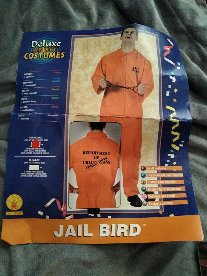 Rubie's Adult Orange Criminal Prisoner Jail Uniform Jumpsuit Costume w Shackles - Image 2 of 4