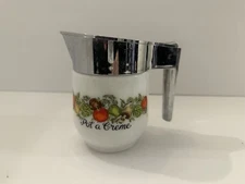 Gemco Corning Ware Spice of Life Corelle MILK GLASS Pitcher Syrup Creamer Vtg