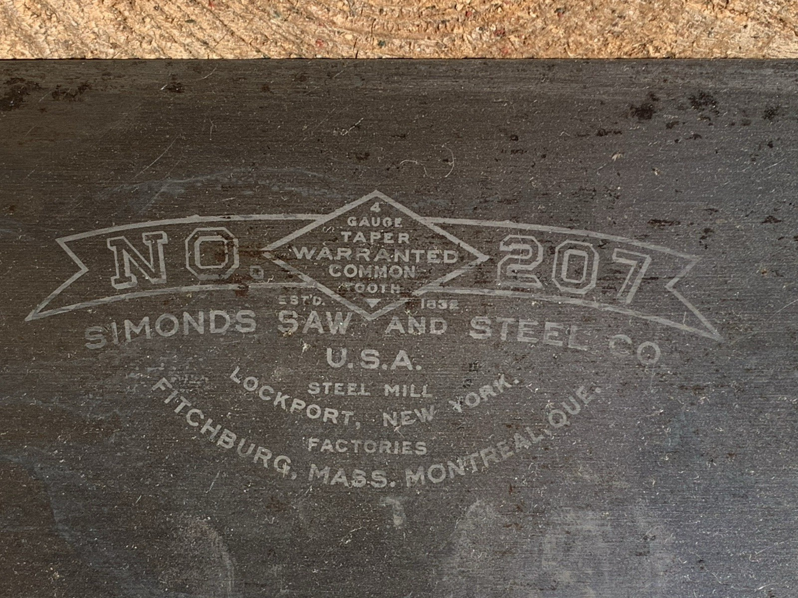 4' SIMONDS SAW & STEEL CO. #207 4 GAUGE TAPER COMMON TOOTH 2 LOGGERS CROSSCUT
