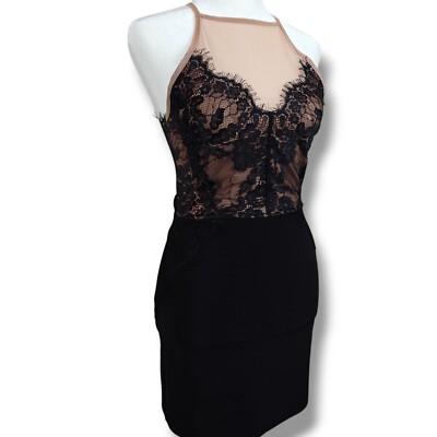 black dress for women cocktail Dylan & Davids Elegant Lace Midi Short Sleeves Dress, Women's Formal Cocktail Party Dress, Size: 3XL, Black main image 1