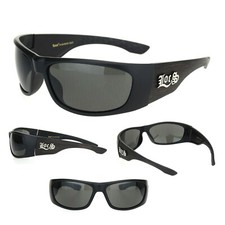 Locs Mens Warp Biker All Black Gangster Cholo Plastic Woodgrain Arm Sunglasses