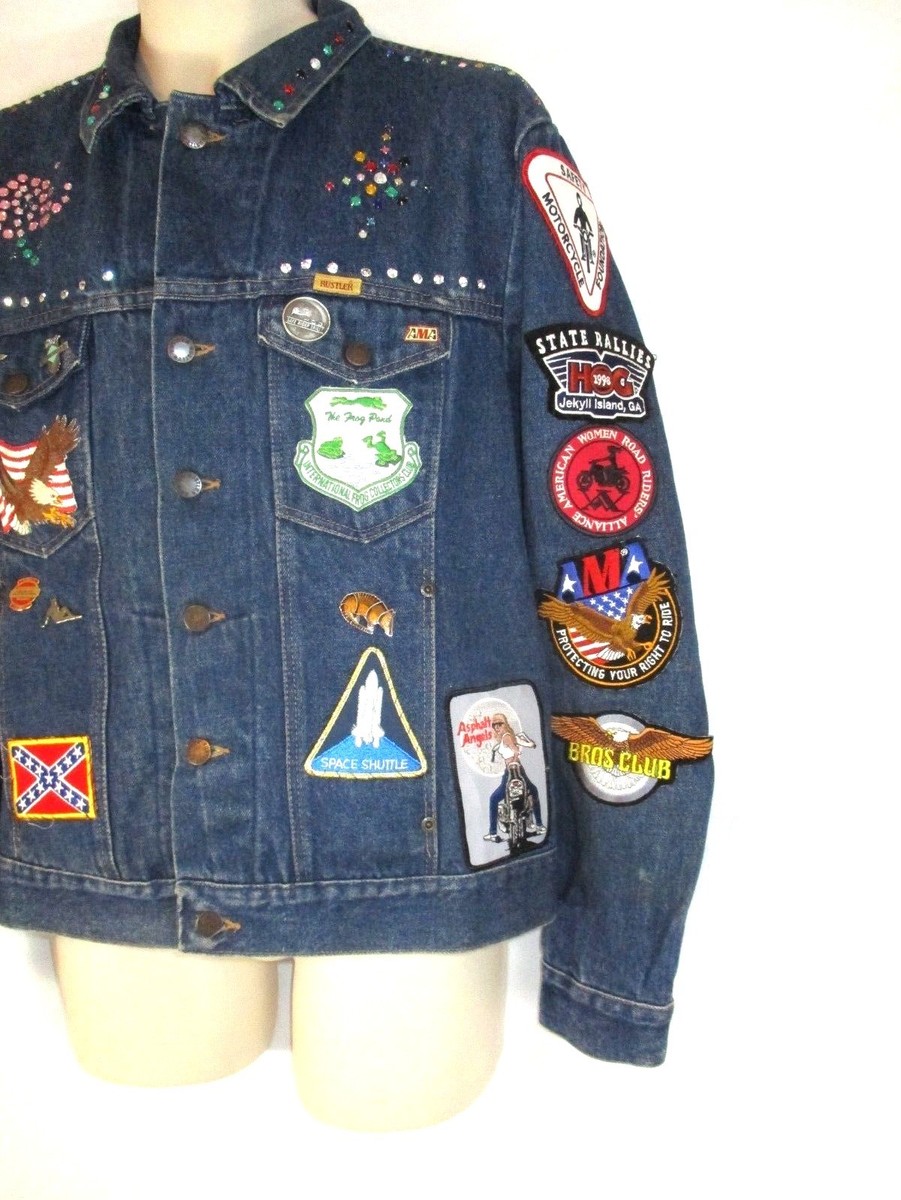 リドム SILK DENIM MORTORCYCLE COAT Rustler Womens Embellished Denim Jacket Blue Motorcycle
