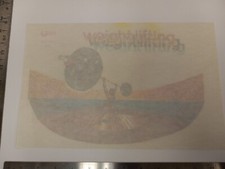 Vintage Original Bootleg Iron -On / Heat Transfer Weightlifting Colorful