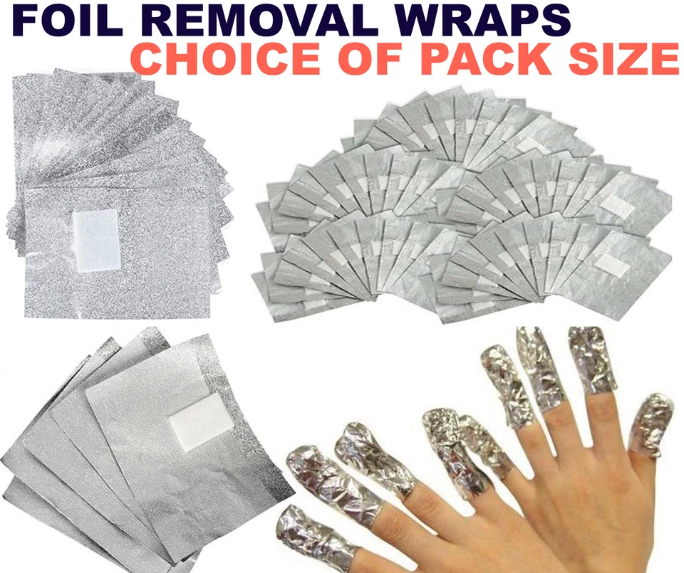NAIL FOIL GEL WRAPS POLISH REMOVER FOR UV LED ART SOAK OFF ACRYLIC, PACK SIZE