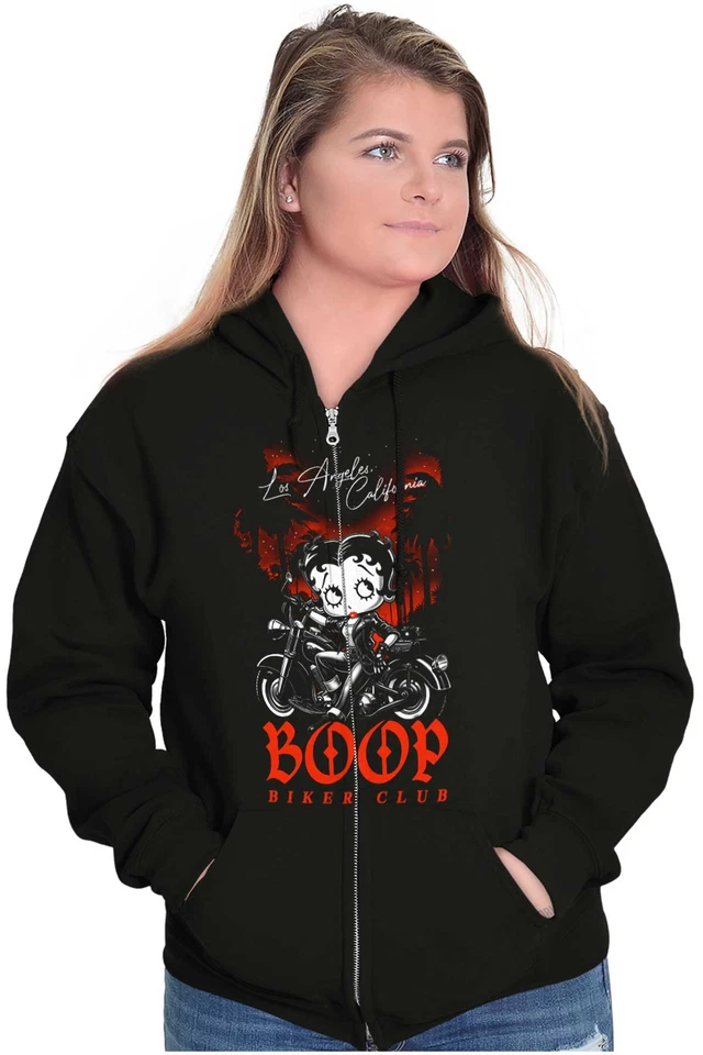 Betty Boop Retro Cartoon Cali LA Biker Club Womens Graphic Crewneck T Shirt Tee - Image 4 of 4