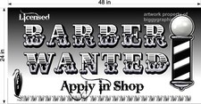 2' X 4' VINYL BANNER LICENSED BARBERS WANTED NEW BLACK SILVER STYLE