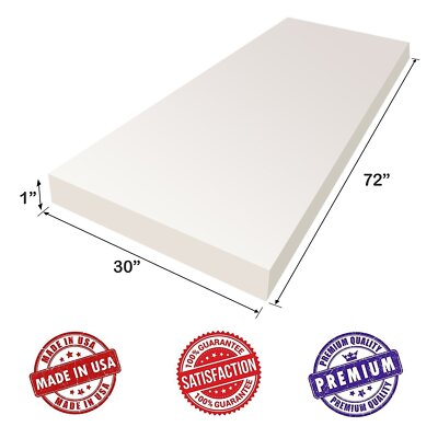 Upholstery Foam Cushion Sheet Premium Luxury - 1''x30''x72'', High Density Support
