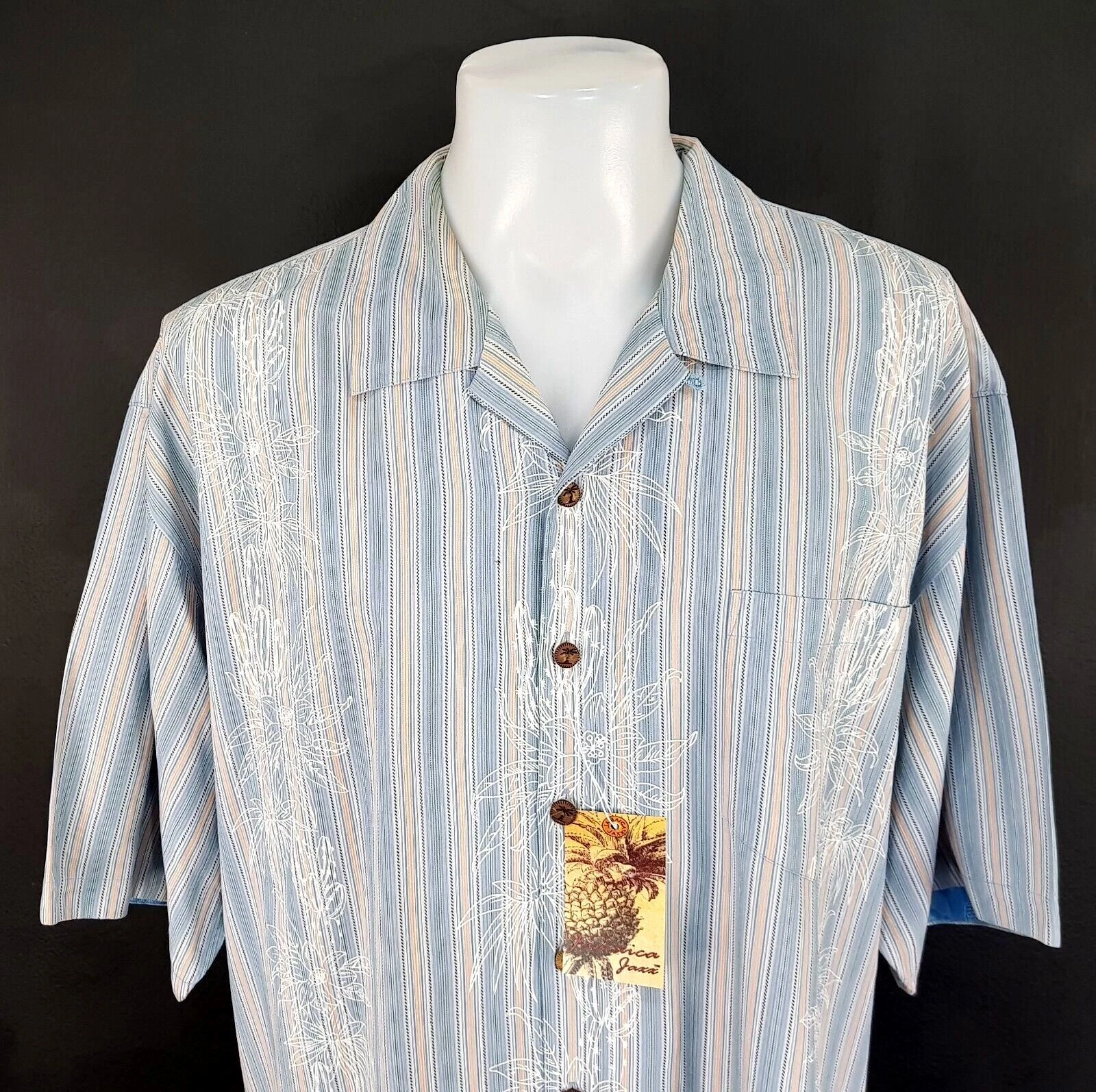 JAMAICA JAXX Mens 100% Silk Blue S/S HAWAIIAN SHIRT - 2XL (XL) - Chest 52" - £65