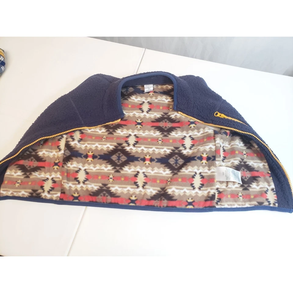 Carters Boys Reversible 3T Fleece Vest W/Long Sleeve Shirt Buttondown Navy&Gold - Image 4 of 4