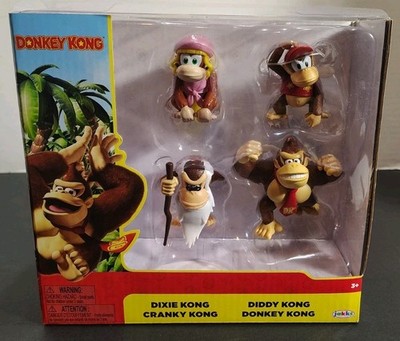 Jakks Nintendo Donkey Kong 2 1/2'' Figure 4pk Dixie/Diddy/Cranky/Donkey