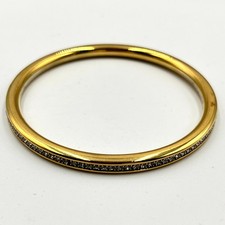 VTG Y2K Gold Tone Pavé Rhinestone Inlay Bangle Bracelet Minimalist Stackable 90s