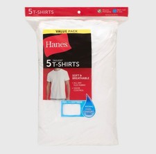 Hanes Men's Crewneck T-Shirt With Fresh IQ 5PK - White XXL : Tagless, Moisture