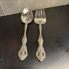 Oneida MICHELANGELO Heirloom Stainless PIERCED/SLOTTED SERVING SPOON And FORK