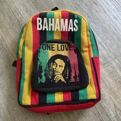Bob Marley One Love Rasta Backpack Bahamas Reggae Screenprinted Travel Bag