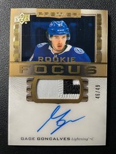 24-25 Premier Hockey Focus Rookie Auto Patch Gold PFR-GG Gage Goncalves #/49