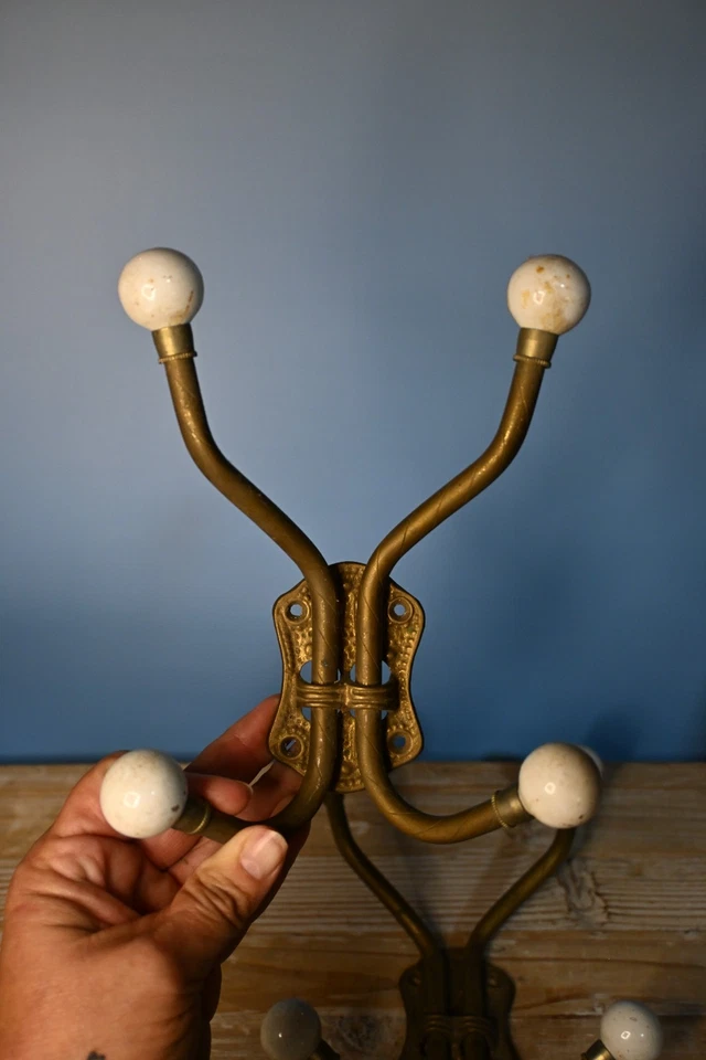 Juego de 2 pares de perillas de porcelana para colgar en pared de metal vintage Foto 2 de 4