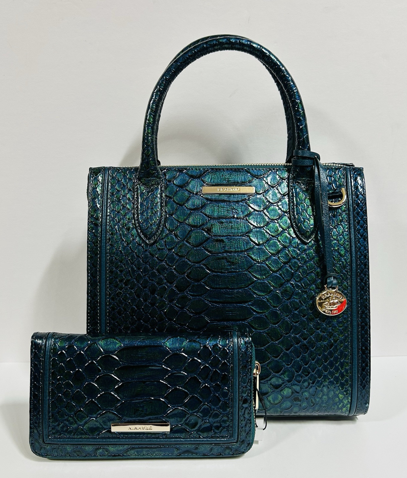 Brahmin Small Caroline Evergreen Kalopsia Leather Satchel & Suri Wallet ---NWT image 2