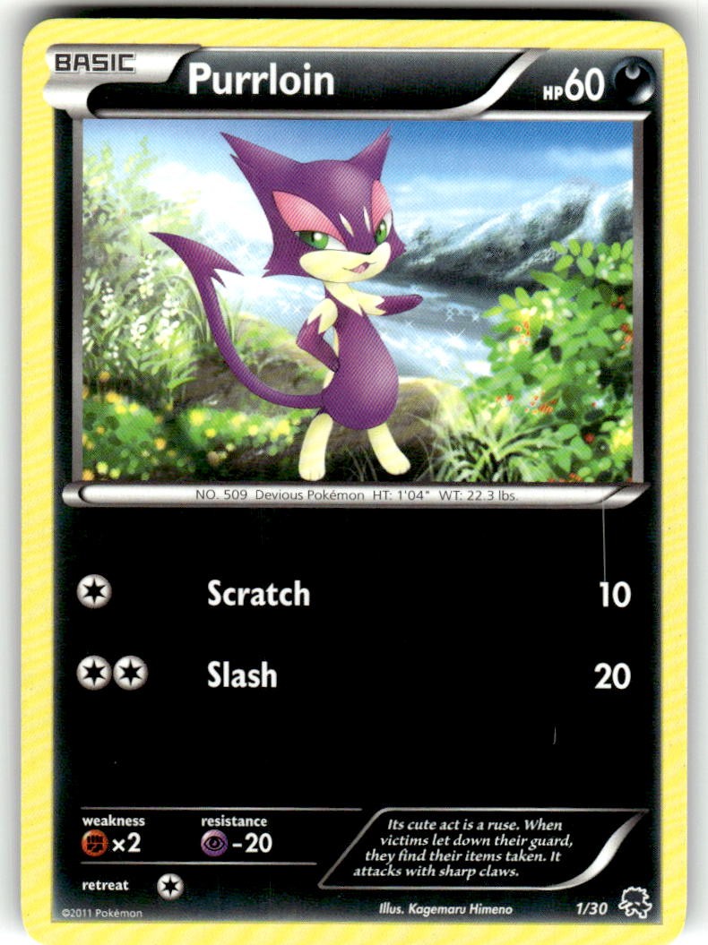 Purrloin (#1) 1/30 Common BW Trainer Kit: Excadrill & Zoroark Pokemon Near Mint