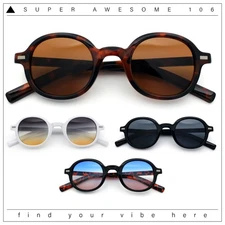 Vintage Vibe Hipster Fashion Round Plastic Horn Rim Sunglasses