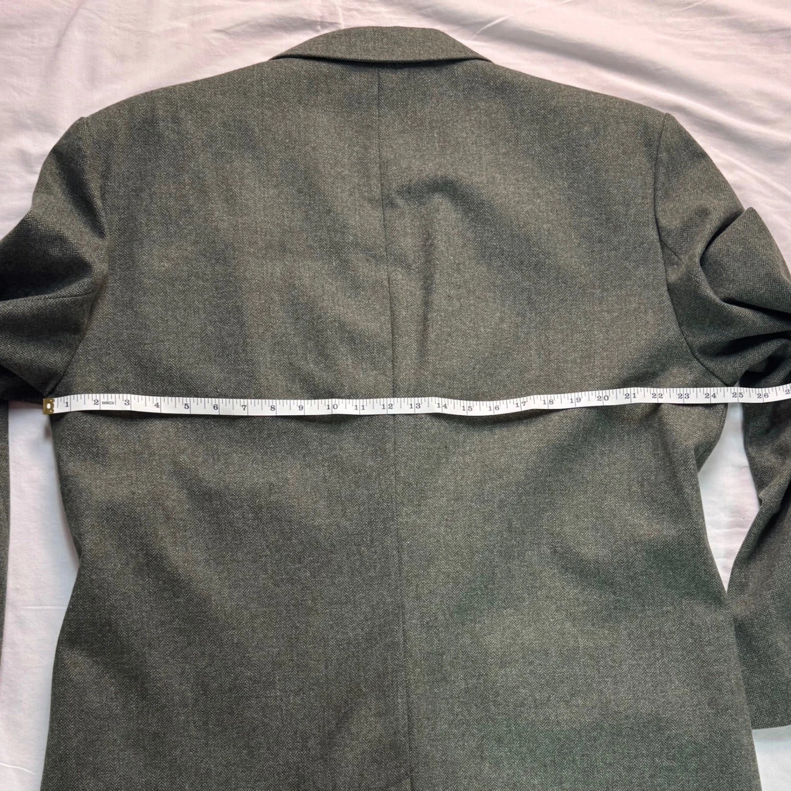 JF J Ferrar Mens Green Herringbone Wool Blend Topcoat Overcoat XXL NEW - product detail image 11